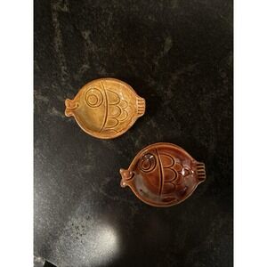 ANTIQUE VINTAGE MCCOY POTTERY fish Spoon Rest/ashtray/trinket Dishes Set Of 2